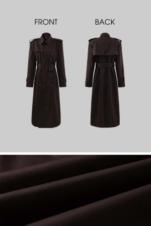 ROVENTE Belted Double-Breasted Trench Coat