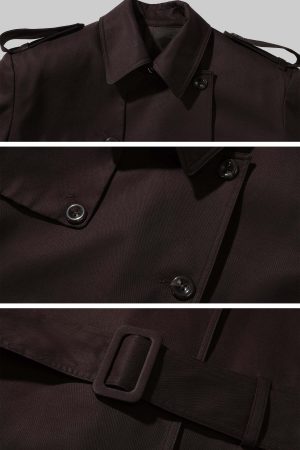 ROVENTE Belted Double-Breasted Trench Coat