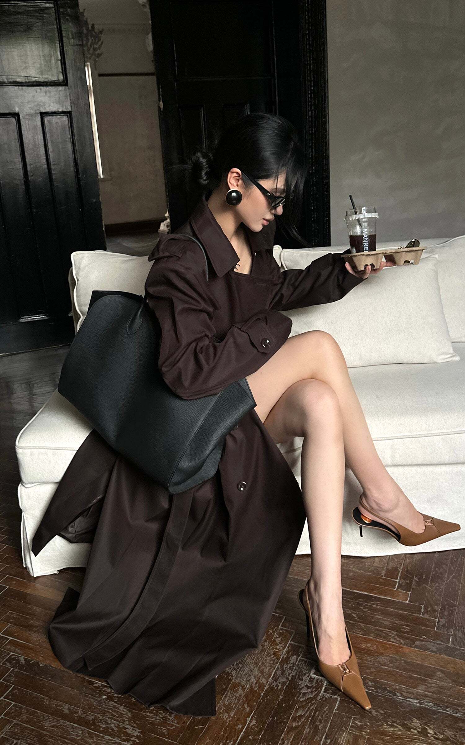 ROVENTE Belted Double-Breasted Trench Coat ROVENTE Belted Double-Breasted Trench Coat