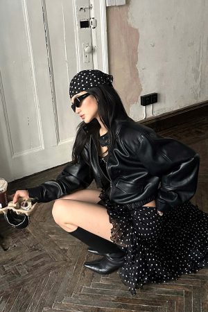 ROVENTE Black Cropped Leather Jacket