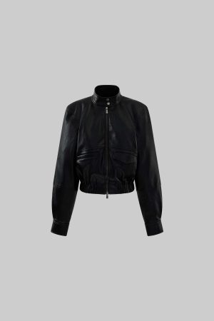ROVENTE Black Cropped Leather Jacket