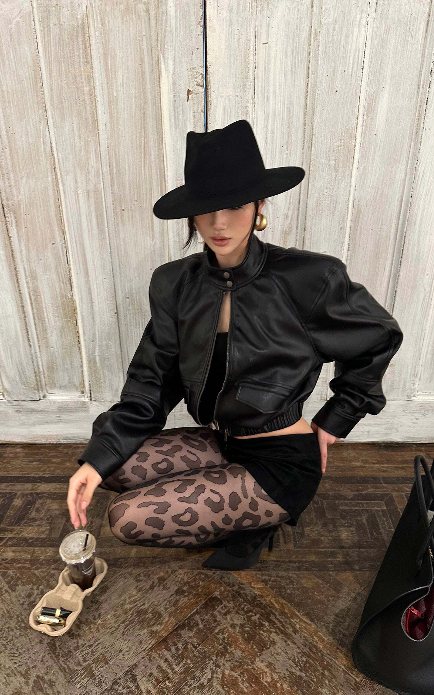 ROVENTE Black Cropped Leather Jacket ROVENTE Black Cropped Leather Jacket