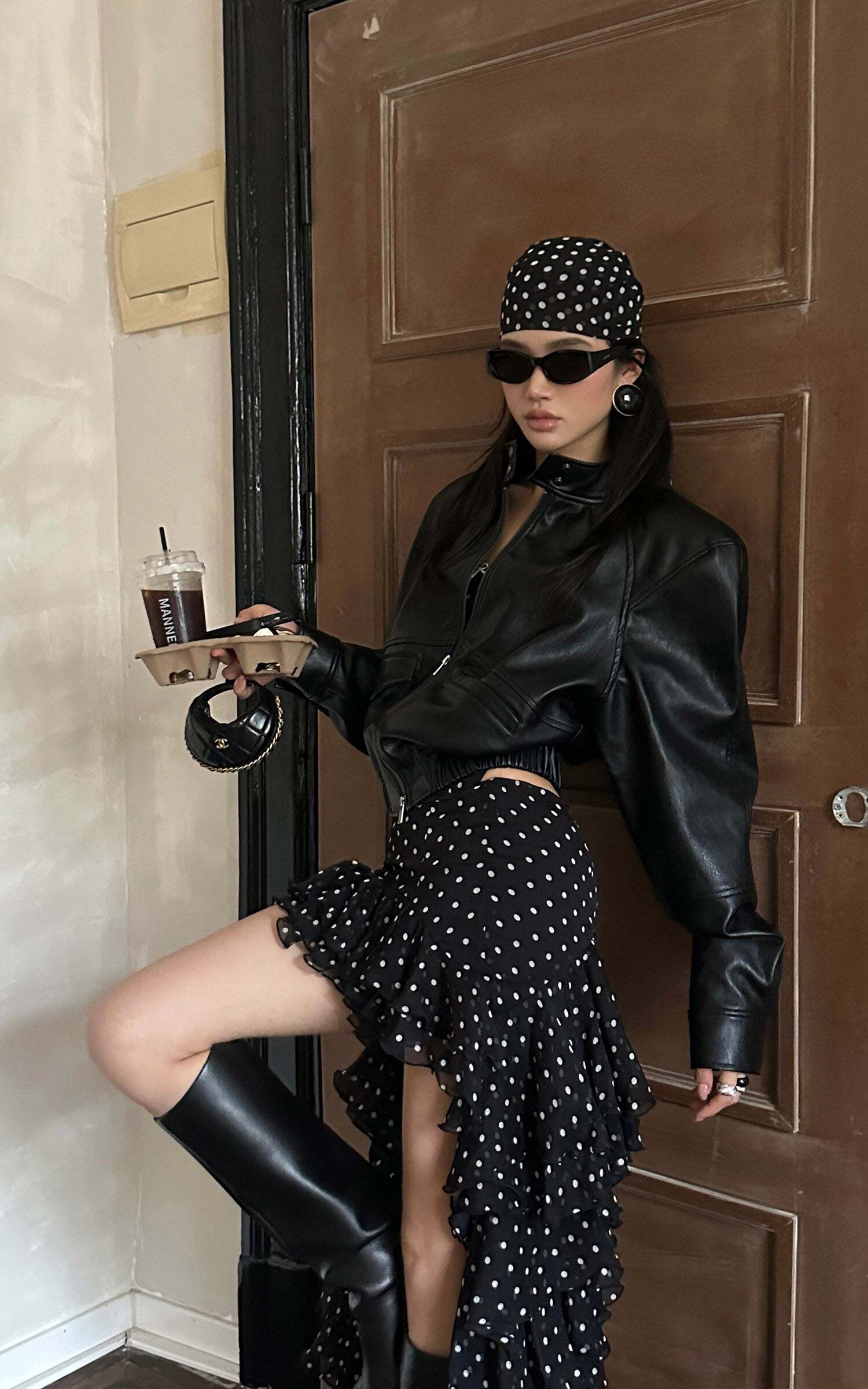 ROVENTE Black Cropped Leather Jacket ROVENTE Black Cropped Leather Jacket