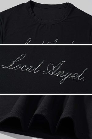 ROVENTE Black Fitted Baby Tee in Stretch Cotton