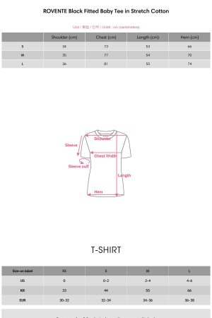 ROVENTE Black Fitted Baby Tee in Stretch Cotton