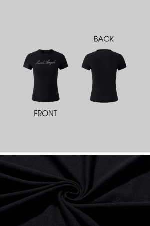 ROVENTE Black Fitted Baby Tee in Stretch Cotton