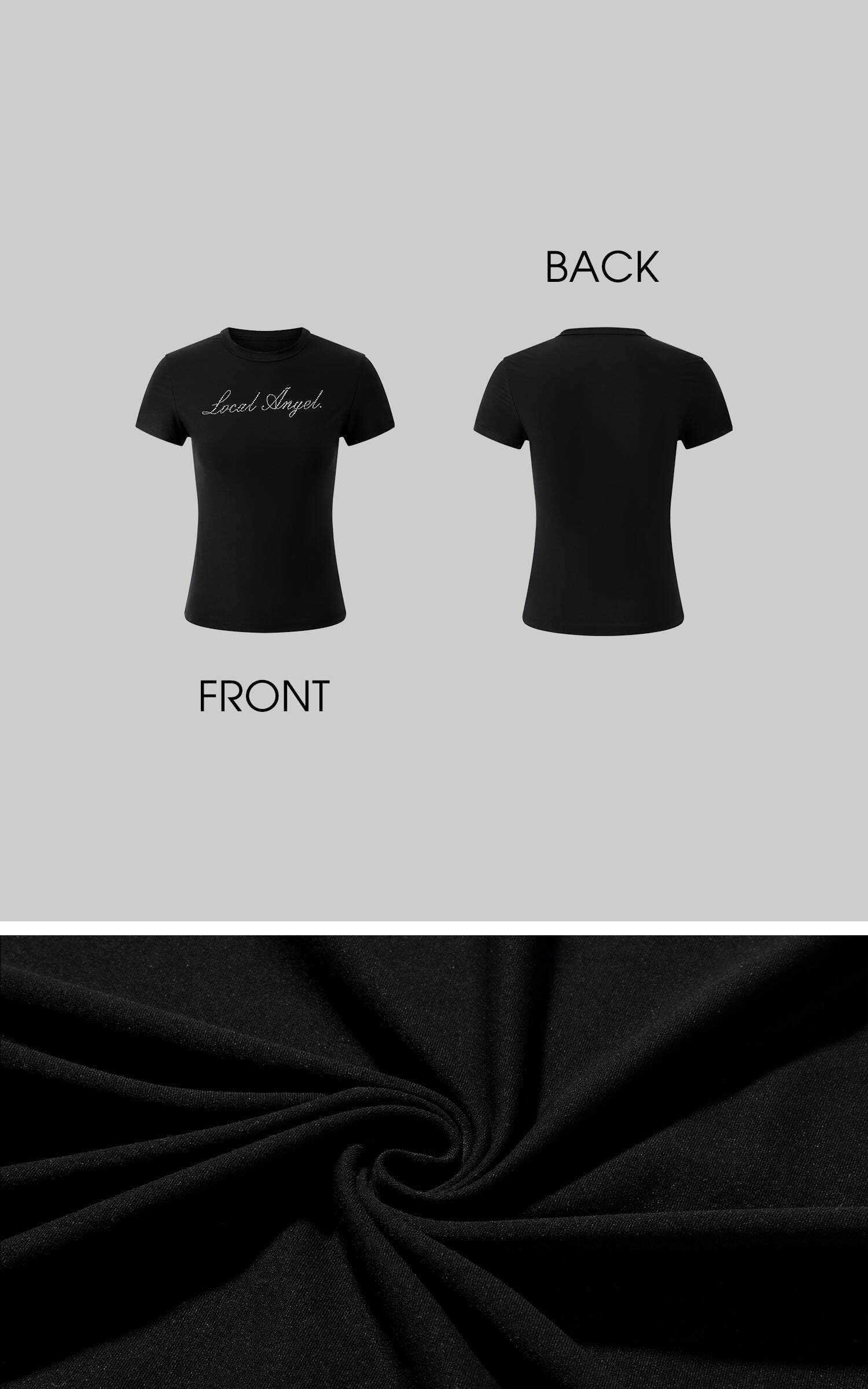 ROVENTE Black Fitted Baby Tee in Stretch Cotton ROVENTE Black Fitted Baby Tee in Stretch Cotton