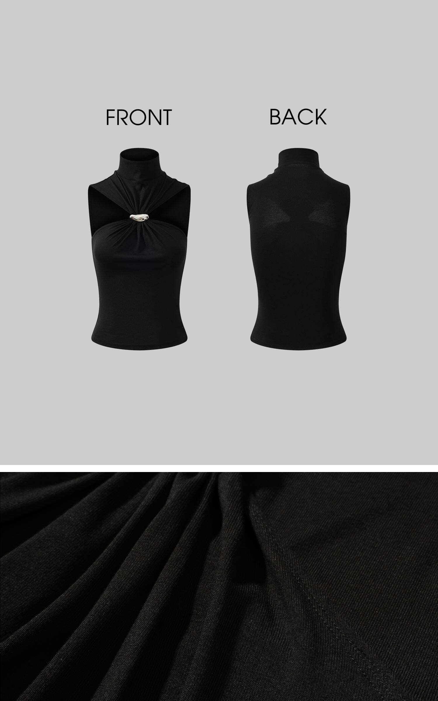 ROVENTE Black Halterneck Top with Metal Clasp ROVENTE Black Halterneck Top with Metal Clasp