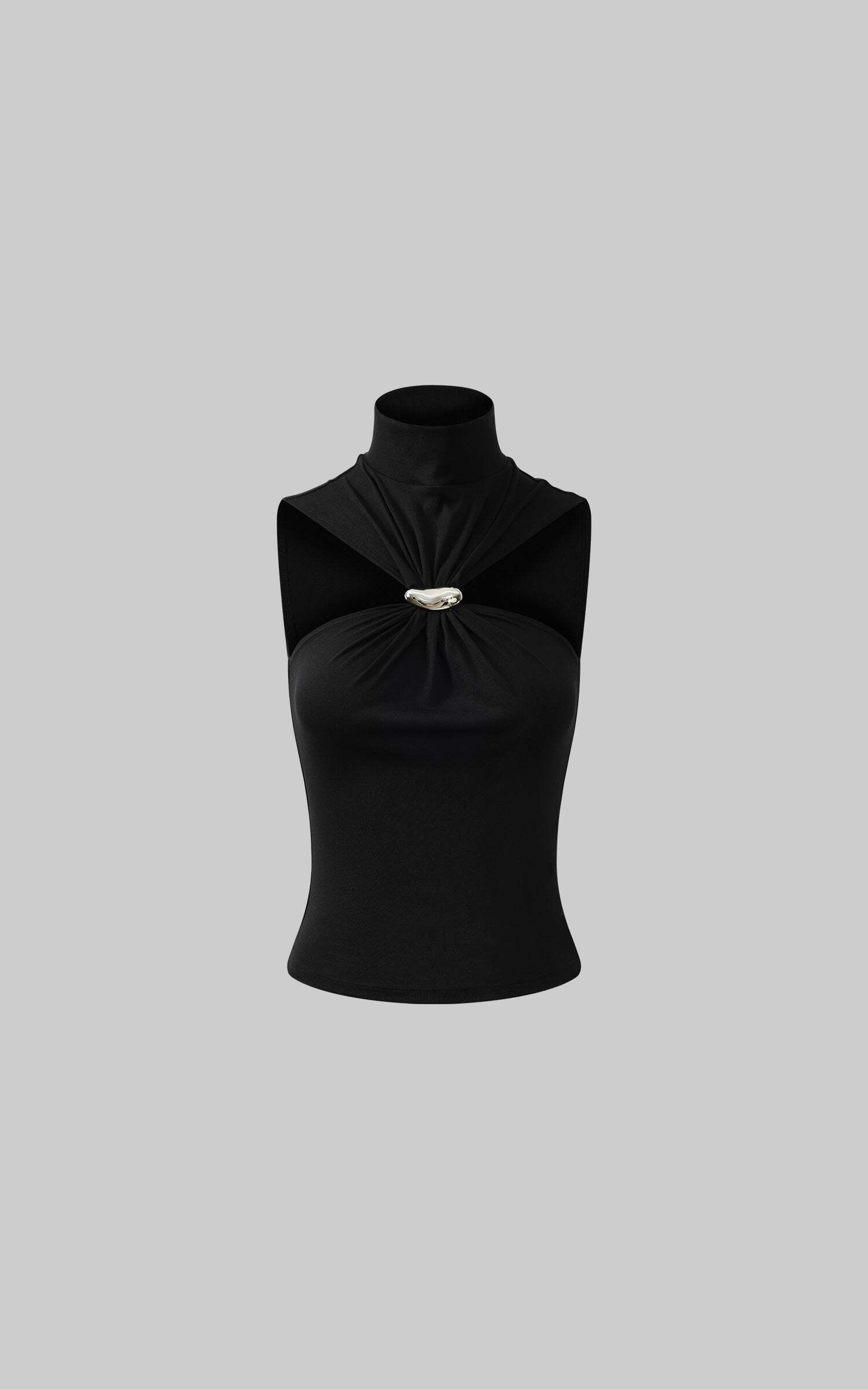 ROVENTE Black Halterneck Top with Metal Clasp ROVENTE Black Halterneck Top with Metal Clasp