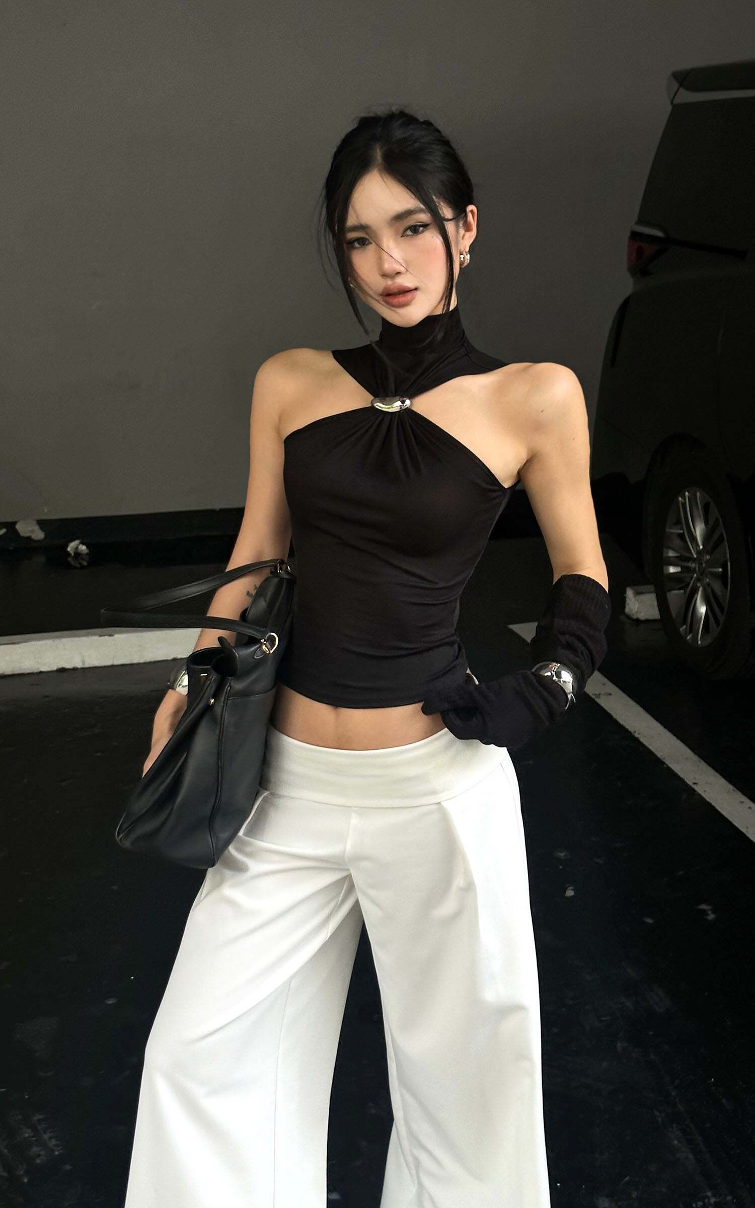 ROVENTE Black Halterneck Top with Metal Clasp ROVENTE Black Halterneck Top with Metal Clasp