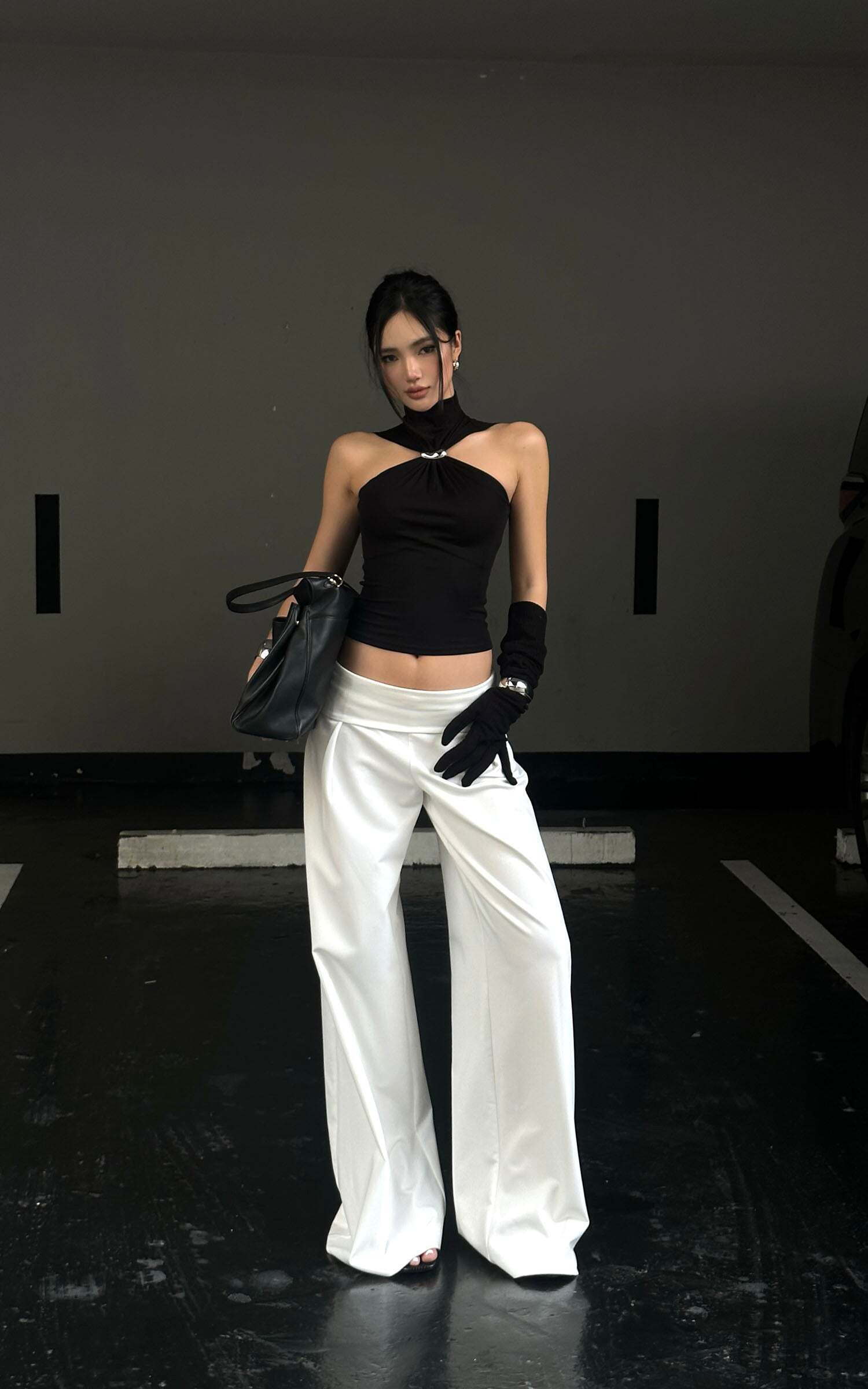 ROVENTE Black Halterneck Top with Metal Clasp ROVENTE Black Halterneck Top with Metal Clasp