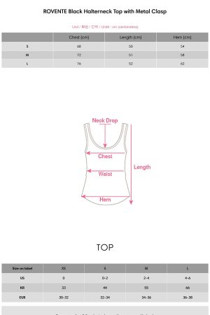 ROVENTE Black Halterneck Top with Metal Clasp