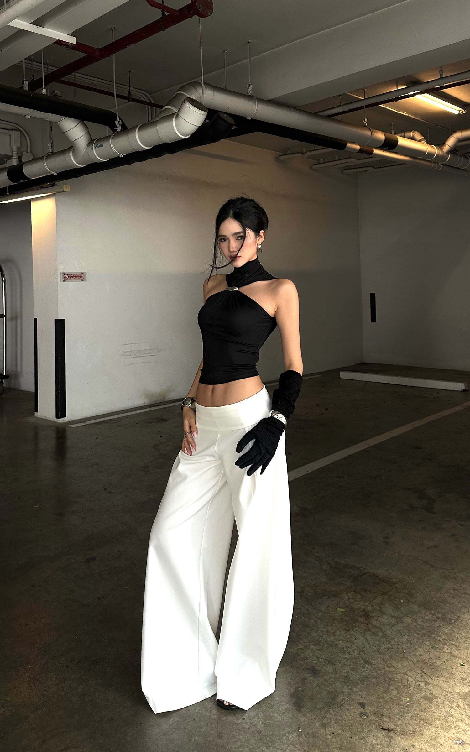 ROVENTE Black Halterneck Top with Metal Clasp ROVENTE Black Halterneck Top with Metal Clasp