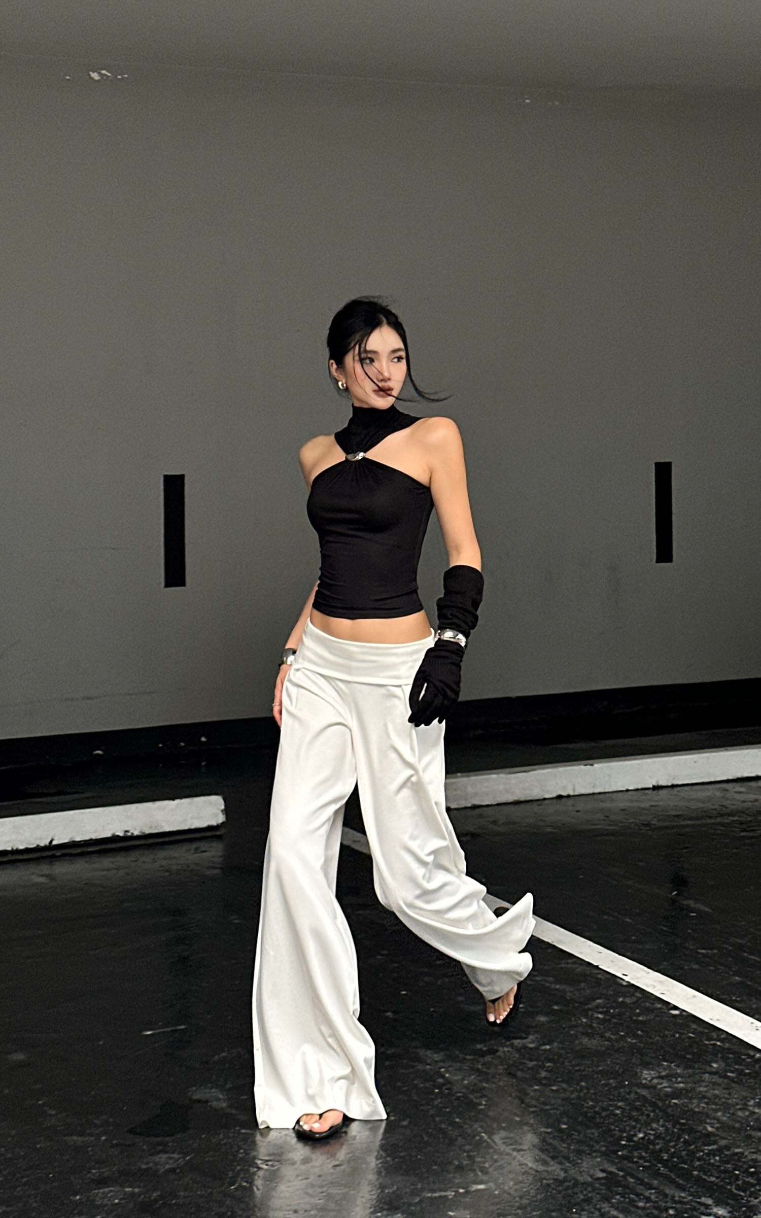 ROVENTE Black Halterneck Top with Metal Clasp ROVENTE Black Halterneck Top with Metal Clasp