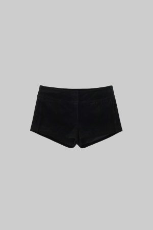 ROVENTE Black Suede High Waist Mini Shorts