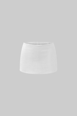 ROVENTE Croc-Embossed White Leather Mini Skirt