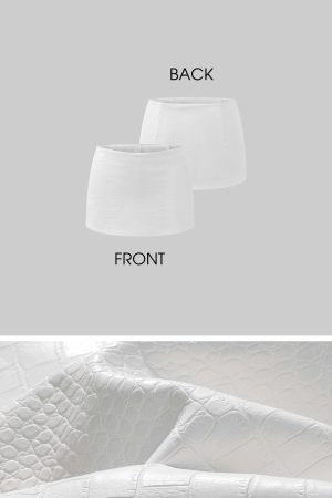ROVENTE Croc-Embossed White Leather Mini Skirt