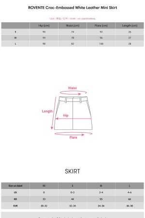 ROVENTE Croc-Embossed White Leather Mini Skirt