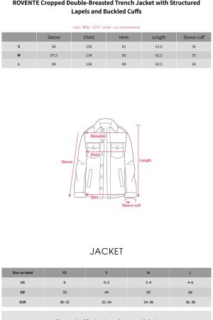 ROVENTE Cropped Double-Breasted Trench Jacket with Structured Lapels and Buckled Cuffs