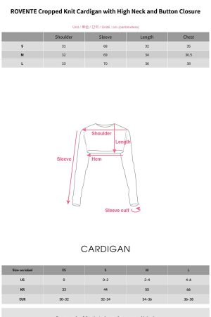 ROVENTE Cropped Knit Cardigan with High Neck and Button Closure