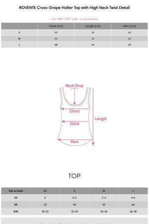 ROVENTE Cross-Drape Halter Top with High Neck Twist Detail