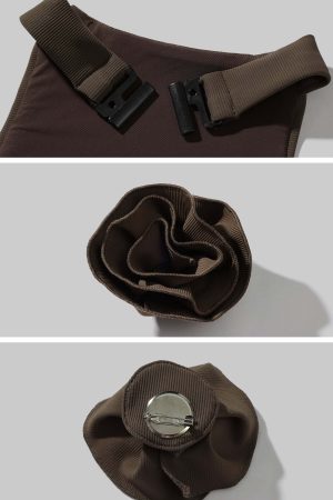 ROVENTE Cutout Halter Gown with Rosette Detail