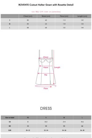 ROVENTE Cutout Halter Gown with Rosette Detail