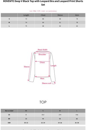 ROVENTE Deep V Black Top with Leopard Bra and Leopard Print Shorts Set