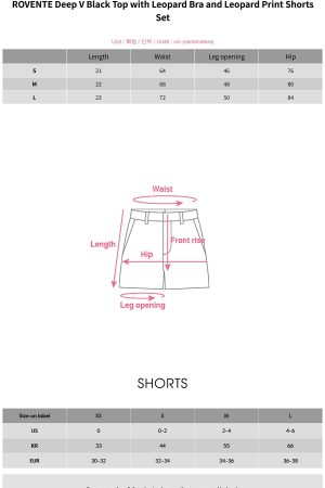 ROVENTE Deep V Black Top with Leopard Bra and Leopard Print Shorts Set