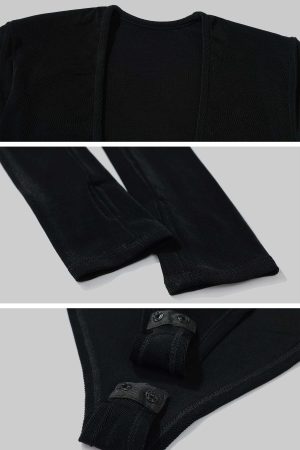 ROVENTE Deep V Cutout Bodysuit with Lace Bra Detail