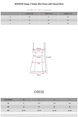 ROVENTE Deep V Halter Mini Dress with Flared Skirt