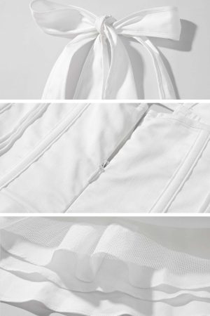 ROVENTE Deep V Halter Mini Dress with Flared Skirt