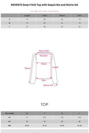 ROVENTE Deep V Knit Top with Sequin Bra and Shorts Set