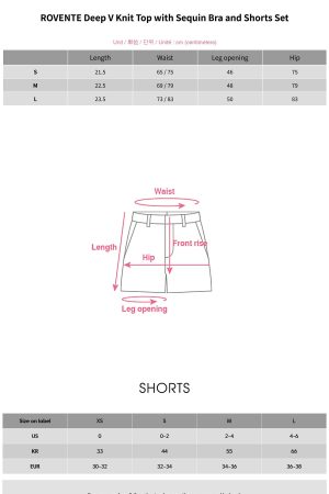 ROVENTE Deep V Knit Top with Sequin Bra and Shorts Set