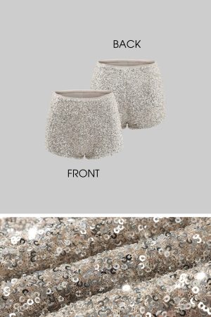 ROVENTE Deep V Knit Top with Sequin Bra and Shorts Set