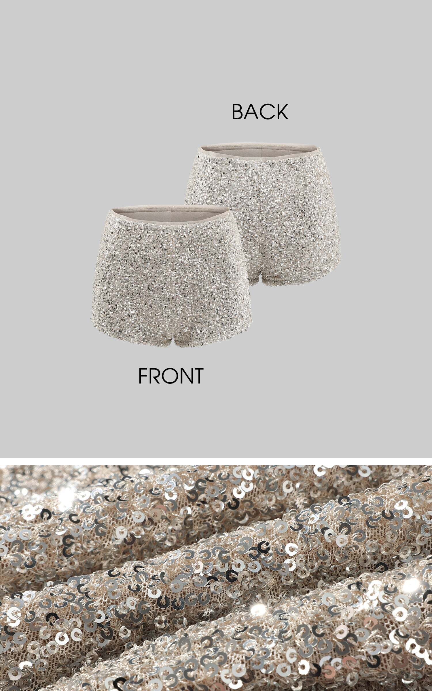 ROVENTE Deep V Knit Top with Sequin Bra and Shorts Set ROVENTE Deep V Knit Top with Sequin Bra and Shorts Set