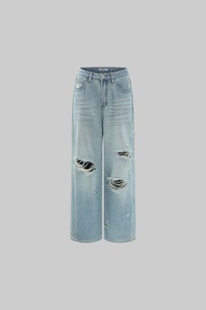 ROVENTE Distressed Wide-Leg Jeans