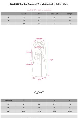 ROVENTE Double Breasted Trench Coat with Belted Waist