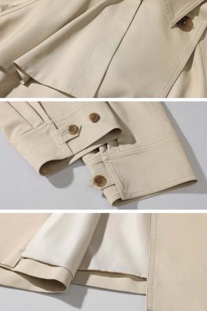 ROVENTE Double Breasted Trench Coat with Belted Waist