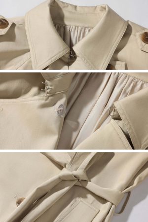 ROVENTE Double Breasted Trench Coat with Belted Waist
