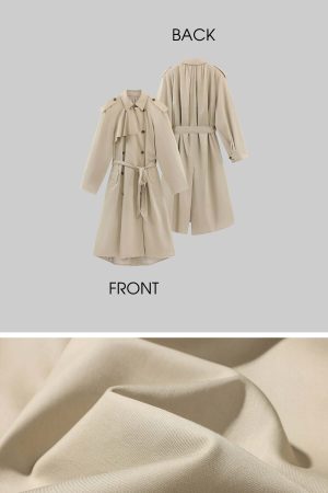 ROVENTE Double Breasted Trench Coat with Belted Waist