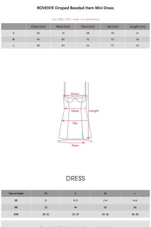 ROVENTE Draped Beaded Hem Mini Dress