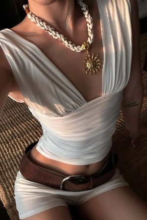 ROVENTE Draped Fitted Tank & Shorts Set