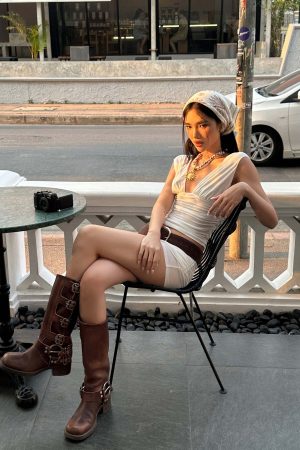 ROVENTE Draped Fitted Tank & Shorts Set