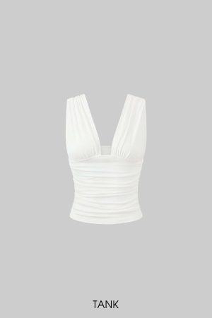 ROVENTE Draped Fitted Tank & Shorts Set