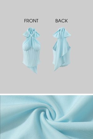 ROVENTE Draped Halterneck Corset Top