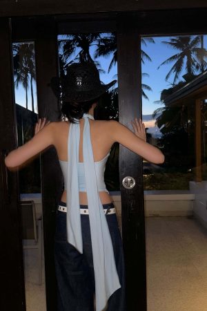 ROVENTE Draped Halterneck Corset Top