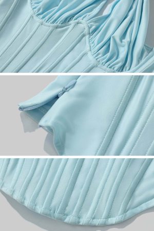 ROVENTE Draped Halterneck Corset Top