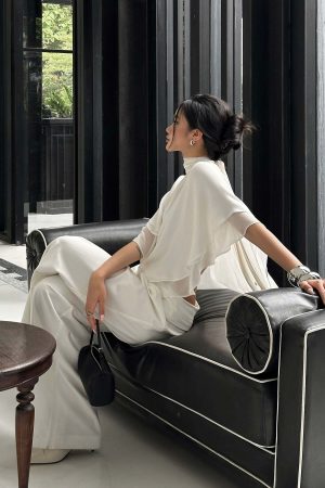 ROVENTE Draped Layered Cape Blouse