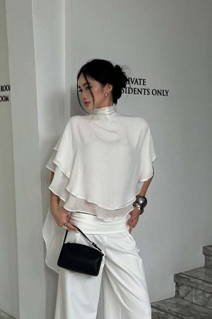 ROVENTE Draped Layered Cape Blouse